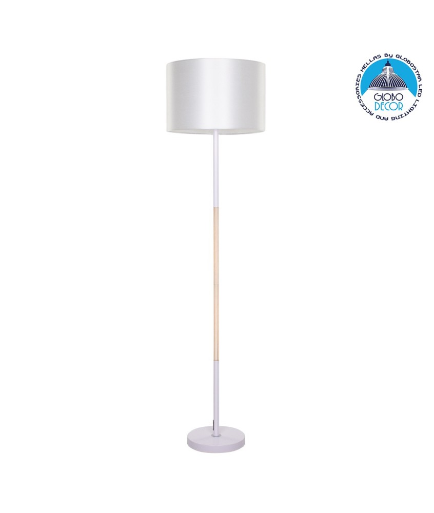 GLOBOSTAR® ASHLEY 00826 Μοντέρνο Επιδαπέδιο Φωτιστικό με Ντουί 1 x E27 AC 220-240V IP20 - Λευκό & Μπεζ - Μ40 x Π40 x Υ145cm